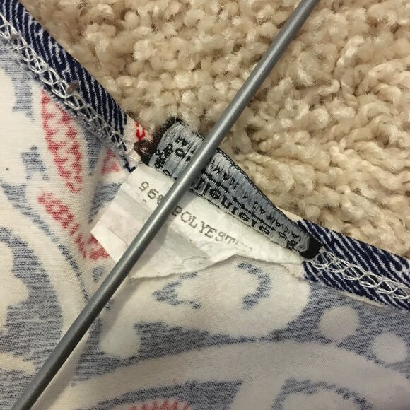 Clientele Bell Sleeve Paisley Denim & Lace Print Top - Picture 10 of 15